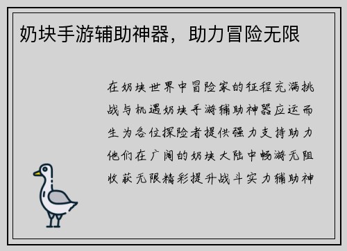 奶块手游辅助神器，助力冒险无限
